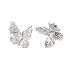 Butterfly Brass Micro Pave Clear Cubic Zirconia Stud Earring Findings KK-F921-02P-2