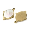 Oval 304 Stainless Steel Natural Paua Shell/White Shell Pendants Ion Plating(IP) STAS-U037-08G-01-2