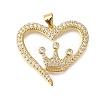 Rack Plating Brass Micro Pave Cubic Zirconia Pendants ZIRC-F142-03G-02-1