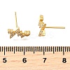 Heartbeat Brass Micro Pave Clear Cubic Zirconia Stud Earrings EJEW-G433-06G-5