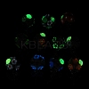 Luminous Glow in the Dark Polymer Clay Pave Rhinestone Round Beads with Resin Flower CLAY-D007-03-3