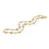 Enamel Flower Link Chains Bracelet BJEW-N019-01-2