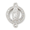 Rack Plating Brass Micro Pave Clear Cubic Zirconia Religion Virgin Mary Connector Charms X-KK-L224-094P-02-1