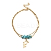 Dyed Natural Shell Chips Charms Anklet AJEW-G049-01G-04-1