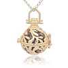 Golden Tone Brass Hollow Round Cage Pendants KK-J227-06G-1