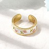 Brass Enamel Cuff Rings RJEW-P166-05G-02-1