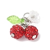 Handmade Polymer Clay Rhinestone Cherry Pendants PALLOY-JF03868-03-1