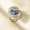 304 Stainless Steel with Natural Shell Cuff Open Rings for Women FC7399-2-1