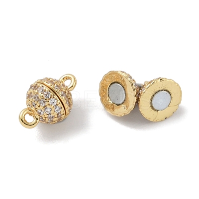 Rack Plating Brass Micro Pave Cubic Zirconia Magnetic Clasps with Loops X-KK-A224-11G-1