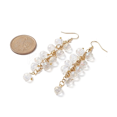 Glass Teardrop Cluster Dangle Earrings EJEW-JE05215-01-1