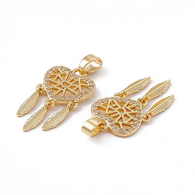 Brass Micro Pave Clear Cubic Zirconia Pendants KK-E068-VC056-1