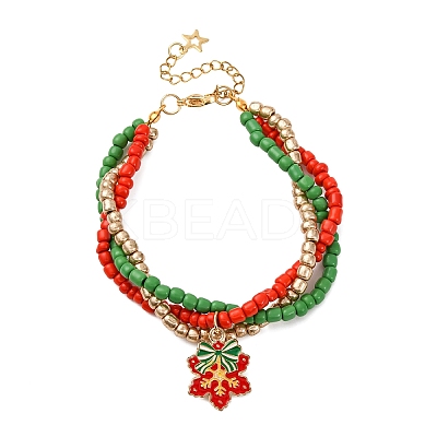 3Pcs Christmas Alloy Enamel Charm Bracelets BJEW-JB12482-1
