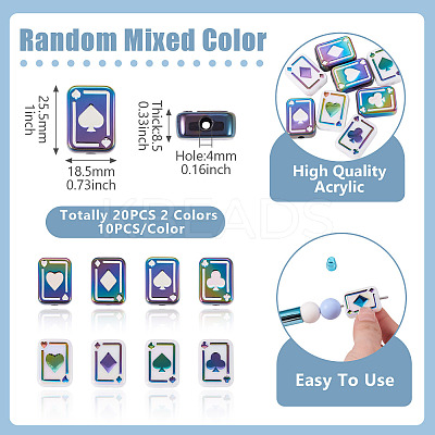 20Pcs 2 Colors UV Plating Rainbow Iridescent Acrylic Enamel Beads SACR-TA0001-70-1