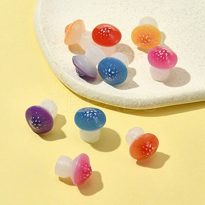 10Pcs Luminous Resin Mushroom Ornament RESI-FS0001-60A-1