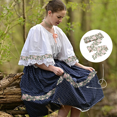 Polyester Flower Embroidery Lace Trim OCOR-WH0090-88-1