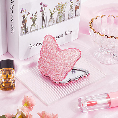 1Pc ABS & Glass Mirror Portable Makeup Folding Mirror AJEW-SP0001-60C-1