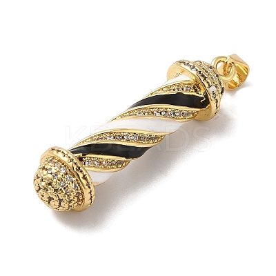 Rack Plating Brass Micro Pave Cubic Zirconia and Enamel Pendants KK-B092-14G-02-1