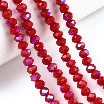 Electroplate Opaque Solid Color Glass Beads Strands X1-EGLA-A034-P8mm-L21-1