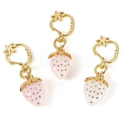 3Pcs Resin Rhinestone Strawberry Pendants Decoration HJEW-TAC0094-1