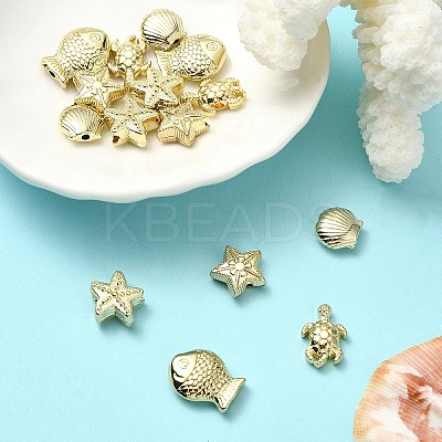 15Pcs 5 Styles Rack Plating Alloy Beads FIND-YW0006-09-1