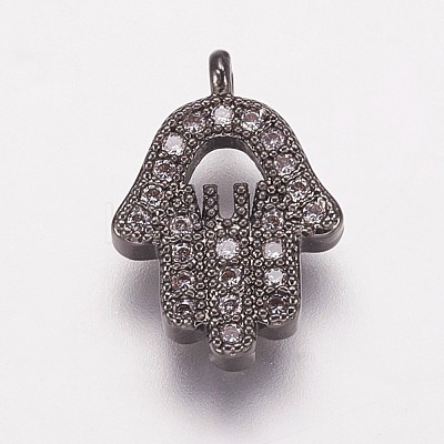 Brass Cubic Zirconia Charms KK-P134-29-1