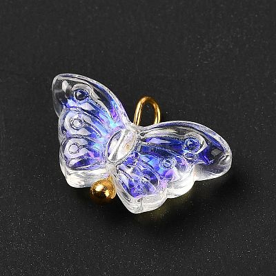 Electroplate Transparent Glass Pendants X1-PALLOY-JF00903-1