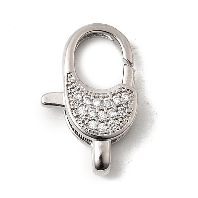 Brass Clear Cubic Zirconia Lobster Claw Clasps KK-Z078-45A-P-1