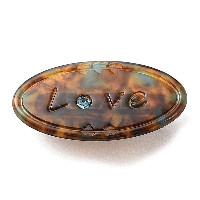 Oval with Word Love Resin Alligator Hair Clips PHAR-D015-01G-1