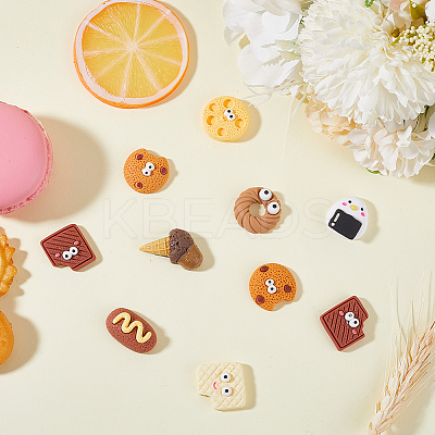 64Pcs 8 Styles Play Food Theme Opaque Resin Decoden Cabochons RESI-SC0005-87-1