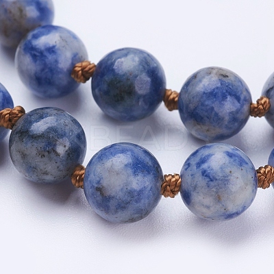 Natural Blue Spot Jasper Beaded Necklaces NJEW-P202-36-A35-1
