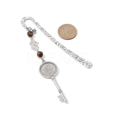 Mother's Day Key & Infinity Love Heart Pendant Bookmark with Gemstone AJEW-JK00259-1