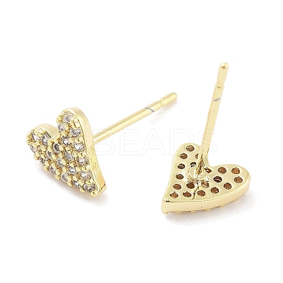 Brass Micro Pave Clear Cubic Zirconia Studs Earring for Women EJEW-S217-A03-1