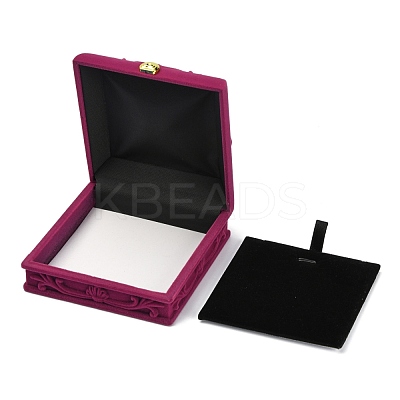 Rose Flower Pattern Velvet Jewelry Set Boxes VBOX-O003-04-1