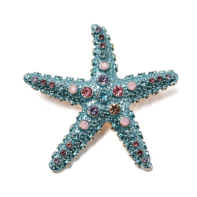 Ocean Theme Alloy Rhinestone Lapel Pins for Backpack Clothes for Clothes LS-JEWB-F042-05A-G-1