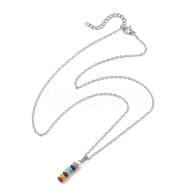 Natural & Synthetic Mixed Gemstone Disc Pendant Necklaces NJEW-JN04623-01-1