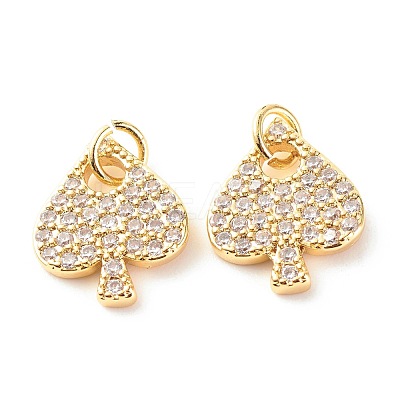 Brass Micro Pave Clear Cubic Zirconia Pendants ZIRC-P094-20G-RS-1