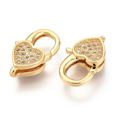 Brass Micro Pave Cubic Zirconia Lobster Claw Clasps X-ZIRC-O038-26G-1