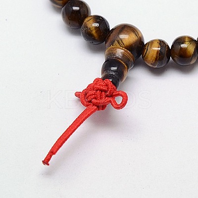 Buddhist Jewelry Mala Beads Bracelets Natural Tiger Eye Stretch Bracelets BJEW-M007-6mm-01A-1
