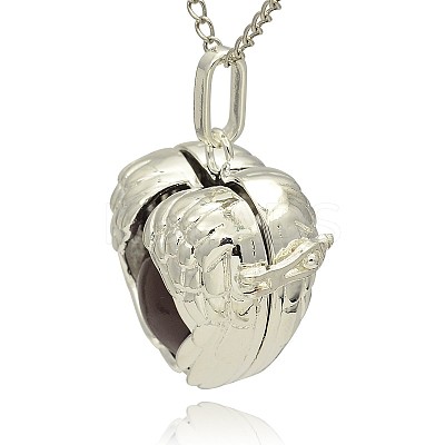 Silver Color Plated Brass Hollow Heart Cage Pendants KK-J241-10S-1