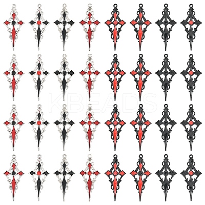 16Pcs 8 Colors Alloy Rhinestone Cross Pendants ENAM-YW0008-03-1