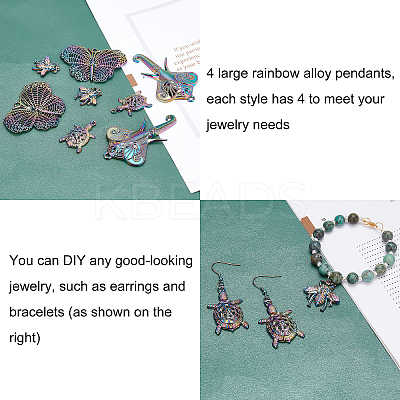 16Pcs 4 Style Alloy Big Pendants FIND-FH0002-37-1