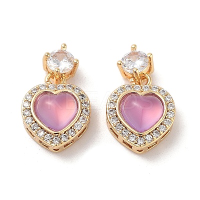 Brass Clear Cubic Zirconia Pendants KK-B102-05G-04-1