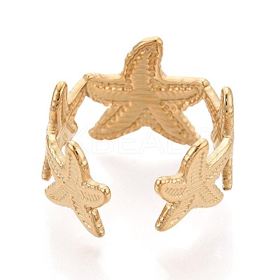 Ion Plating(IP) 304 Stainless Steel Cuff Open Rings for Women RJEW-N052-14G-1