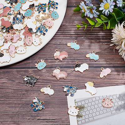 60Pcs 12 Style Alloy Enamel Pendants ENAM-PH0002-77-1