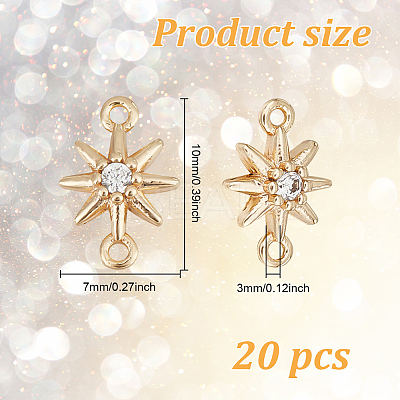 20Pcs Brass Pave Clear Cubic Zirconia Connector Charms KK-GO0001-67-1