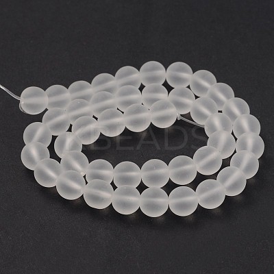 Frosted Glass Round Bead Strands GLAA-J064-8mm-01-1