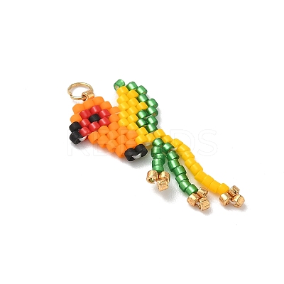 5Pcs 5 Colors Glass Seed Beaded Bird Pendants PALLOY-MZ00920-1