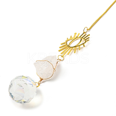 Wire Wrapped Nuggets Natural Quartz Crystal Pendant Decorations HJEW-C008-02A-G-1