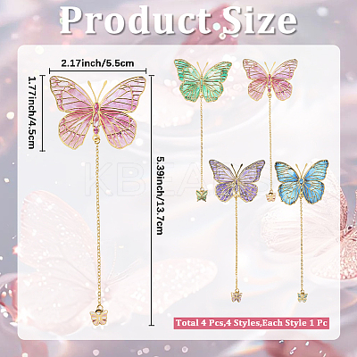 4Pcs 4 Colors Brass Bookmarks AJEW-CP0006-64-1
