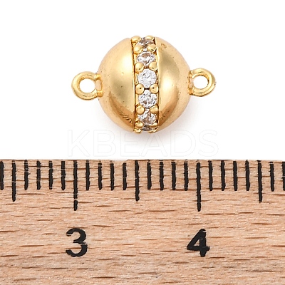 Brass Micro Pave Clear Cubic Zirconia Magnetic Clasps KK-P291-03G-1